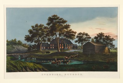 Eventide - październik/ The Village Inn autorstwa Currier and Ives