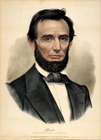 Czcigodny Abraham Lincoln, szesnasty prezydent autorstwa Currier and Ives