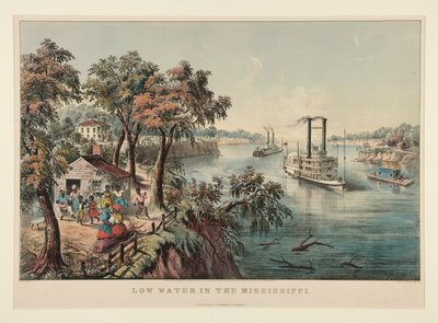 Niska woda w Missisipi autorstwa Currier and Ives