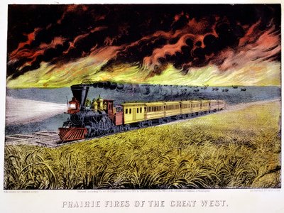 Prairie Fires of the Great West, USA, 1871 r. autorstwa Currier and Ives