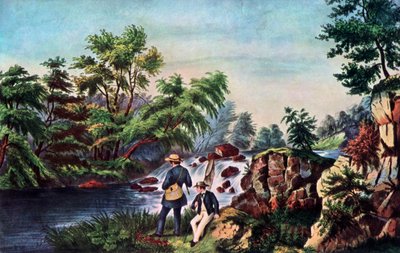 Strumień pstrąga, 1852. autorstwa Currier and Ives