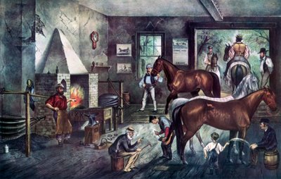 Pęknięcia kłusaków w kuźni, 1869. autorstwa Currier and Ives
