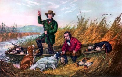 Strzelanie do dzikich kaczek, 1854. autorstwa Currier and Ives