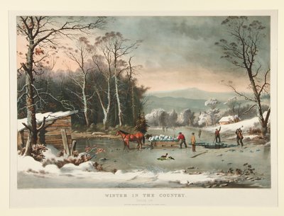 Zima na wsi. /Zdobywanie lodu autorstwa Currier and Ives