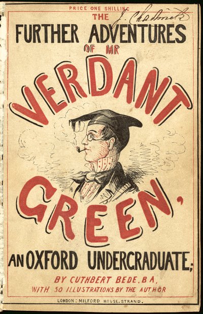 Ilustracja okładki do filmu „Dalsze przygody pana Verdanta Greena An Oxford licencjat” autorstwa Cuthbert Bede