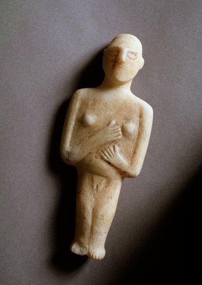 Idolka, schematyczna figurka, biały marmur, 3200-2000 p.n.e. autorstwa Cycladic Cycladic