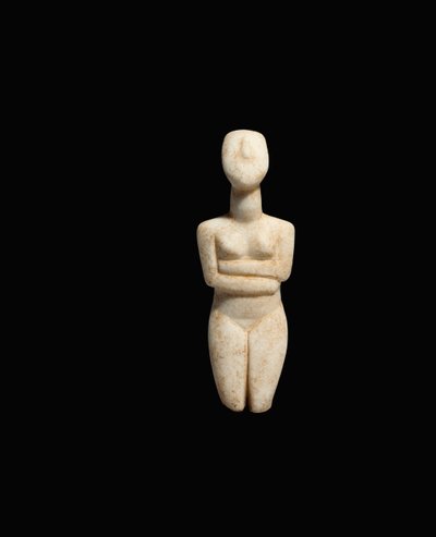Półleżąca postać kobieca, wczesna odmiana Spedos, wczesny Cyklad II, ok. 2600-2500 p.n.e. (marmur) autorstwa Cycladic Cycladic