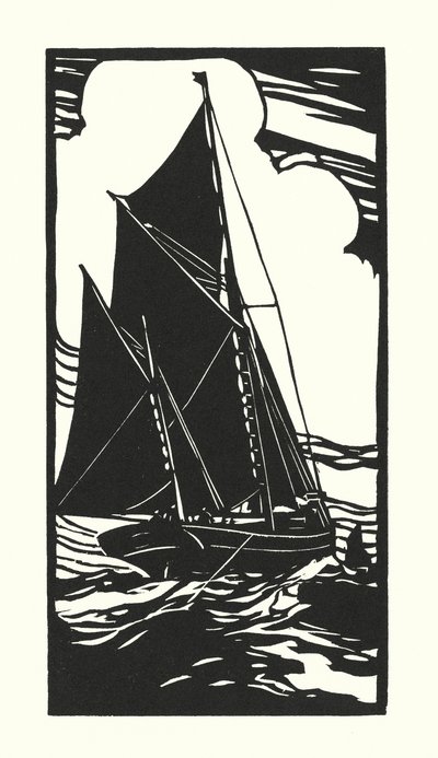 Łodzie rybackie i barki: Brixham Trawler (drzeworyt) autorstwa Cyril A. Wilkinson