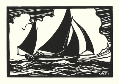 Łodzie rybackie i barki: Falmouth Quay Punt (drzeworyt) autorstwa Cyril A. Wilkinson