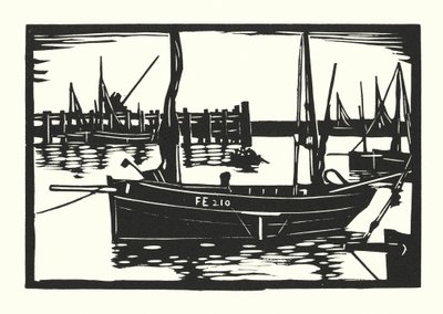 Łodzie rybackie i barki: Folkestone Beam-Trawler (drzeworyt) autorstwa Cyril A. Wilkinson