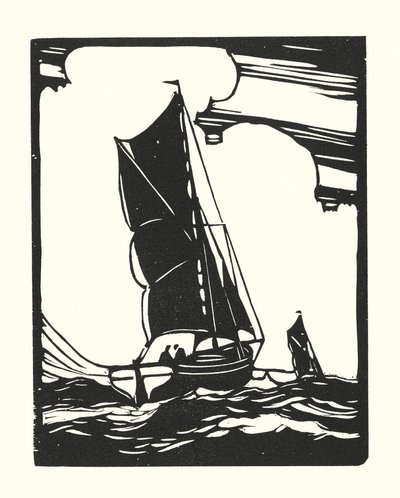 Łodzie rybackie i barki: Leigh Bawley (drzeworyt) autorstwa Cyril A. Wilkinson