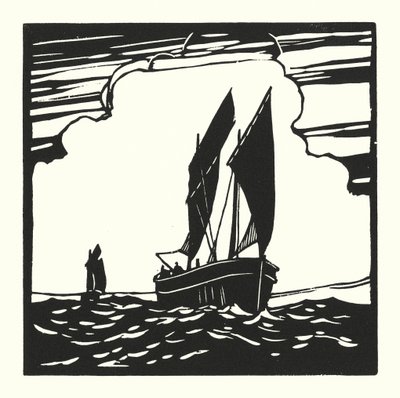 Łodzie rybackie i barki: Mounts Bay Drifter (drzeworyt) autorstwa Cyril A. Wilkinson