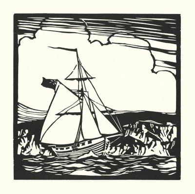 Łodzie rybackie i barki: Revenue Cutter (drzeworyt) autorstwa Cyril A. Wilkinson