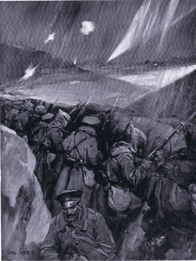 Bułgarzy oblegający Adrianopole (1912-1913) Wojna bałkańska, z Historii narodów Hutchinsona (tom 4), wydanej przez Hutchinsona, ok. 1930. 1920 (lito) autorstwa Cyrus Cuneo