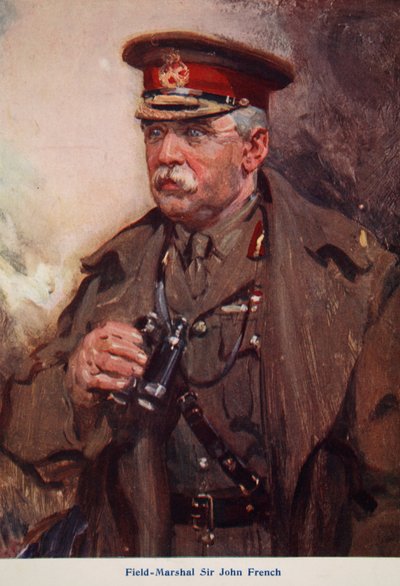 Feldmarszałek Sir John French, ilustracja z „Told in the Huts: The YMCA Gift Book”, opublikowana w 1916 r. autorstwa Cyrus Cuneo
