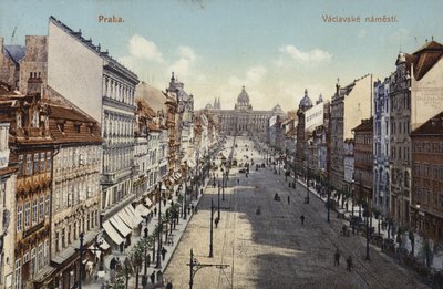 Pocztówka przedstawiająca ogólny widok na Plac Wacława autorstwa Czech Photographer