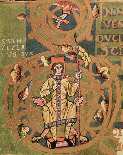 Ms XIV A 13-1 Św. Wacław (907-929) z Kodeksu Wyszehradzkiego, ok. 1085 autorstwa Czech School