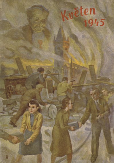 Ludzie w Pradze pomagali sobie nawzajem i walczyli w maju 1945 r. autorstwa Czech School
