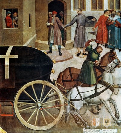 Karawan, fragment z życia św. Wacława w kaplicy, 1520 (fresk) autorstwa Czech School