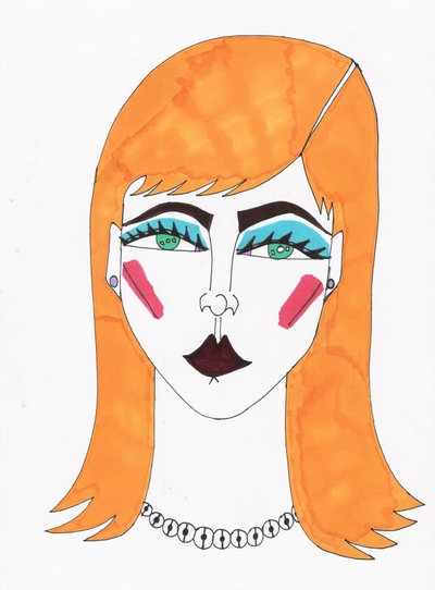 Blond dziewczyna z niebieskimi włosami (flamaster na papierze) autorstwa Daisy de Villeneuve