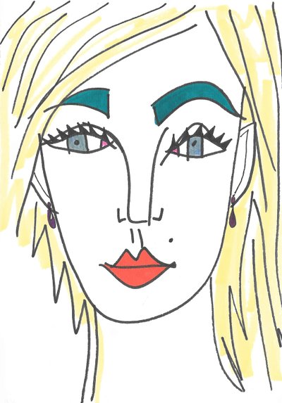 Dziewczyna z niebieskimi oczami (flamaster na papierze) autorstwa Daisy de Villeneuve