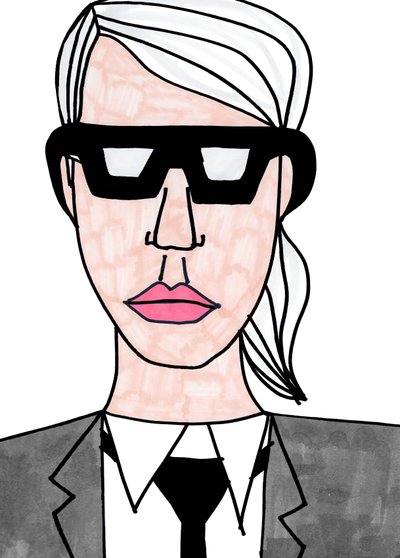 Karl Lagerfeld (flamaster na papierze) autorstwa Daisy de Villeneuve