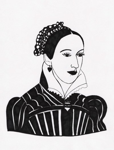 Maria Królowa Szkotów, 2017 (flamaster na papierze) autorstwa Daisy de Villeneuve