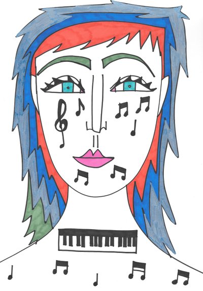 Muzyka (flamaster na papierze) autorstwa Daisy de Villeneuve