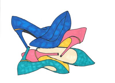 Buty, 2016 (flamaster na papierze) autorstwa Daisy de Villeneuve