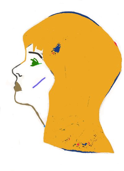 Żółta głowa, 2017 (flamaster na papierze) autorstwa Daisy de Villeneuve