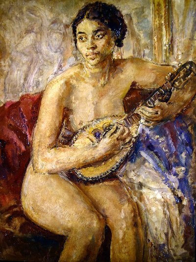 Model i mandolina (olej na płótnie) autorstwa Dame Ethel Walker