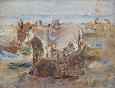 Zatoka Robin Hooda z osłami, ok. 1935 (olej na płycie z ołówkiem na płycie verso) autorstwa Dame Ethel Walker