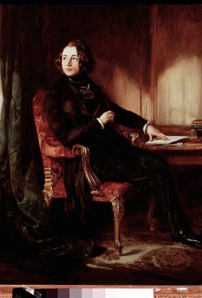 Portret pisarza Karola Dickensa autorstwa Daniel Maclise