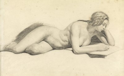 Studium kobiecego czytania nago (ołówek na papierze) autorstwa Daniel Maclise