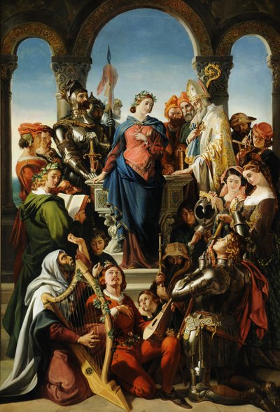 Duch rycerskości, ok. 1845 (olej na płótnie) autorstwa Daniel Maclise