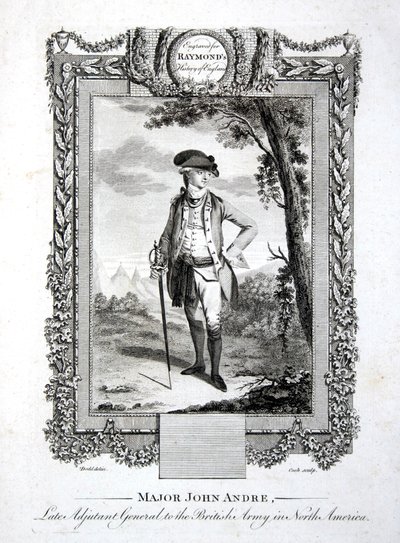 Major John Andre, nieżyjący adiutant generalny armii brytyjskiej w Ameryce Północnej, ryty Thomas Cook (1744-1818) c.1785 (grafika) autorstwa Daniel (after) Dodd