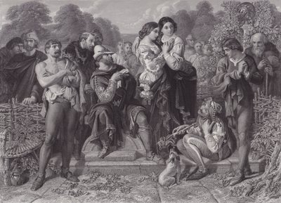 Orlando i zapaśnik, „Jak wam się podoba” (grawerunek) autorstwa Daniel (after) Maclise