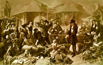 Piotr Wielki w Deptford Dockyard autorstwa Daniel 1806 70 Maclise