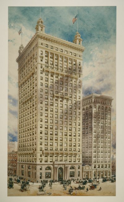Tytuł własności gruntu i budowanie zaufania z dodatkiem, Filadelfia, Pensylwania, renderowanie perspektywiczne, 1900 autorstwa Daniel Burnham