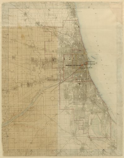 Plan Chicago, Chicago, Illinois, Diagram przedstawiający rozwój miasta, 1909. autorstwa Daniel Burnham