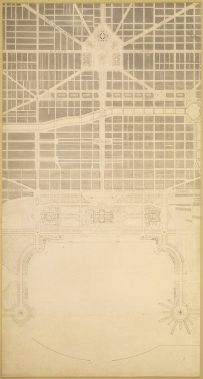 Tablica 129 z Planu Chicago, 1909: Chicago. Centrum Biznesowe Miasta, w obrębie... autorstwa Daniel Burnham