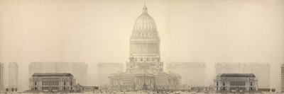 Tablica 131 z Planu Chicago, 1909: Chicago. Elewacja przedstawiająca grupę budynków... autorstwa Daniel Burnham