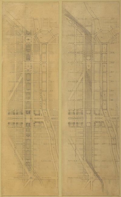Tablica 79 2 Rysunki z Planu Chicago, 1909: Sugerowana lokalizacja i układ... autorstwa Daniel Burnham
