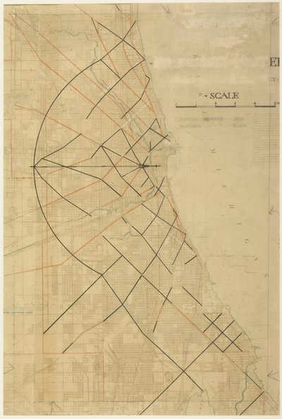 Tablica 91 z The Plan of Chicago, Chicago, Proposed Diagonal Arteries, 1909. autorstwa Daniel Burnham