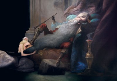 I błagała go, by zostawił ją żywą, z Sinobrodego Charlesa Perraulta (1628-1703) autorstwa Daniel Cacouault