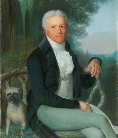 Portret hrabiego Karola Augusta von Hardenberg 1750-1822 w parku jego majątku ziemskiego..., c1810 autorstwa Daniel Caffe