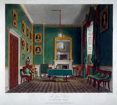 Widok wnętrza zielonej szafy w Buckingham House, Westminster, Londyn, 1819 autorstwa Daniel Havell