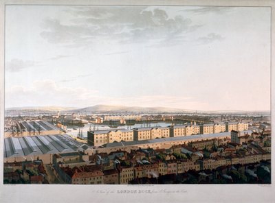 Widok londyńskich doków, 1816 autorstwa Daniel Havell
