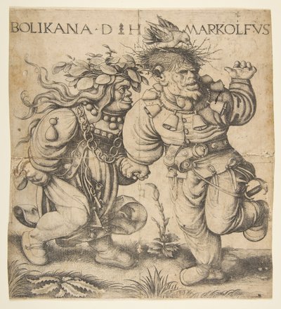 Bolinka i Marcolfus, koniec XV-początek XVI wieku. autorstwa Daniel Hopfer