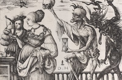 Śmierć i Diabeł Zaskakują Dwie Kobiety, ca. 1515. autorstwa Daniel Hopfer